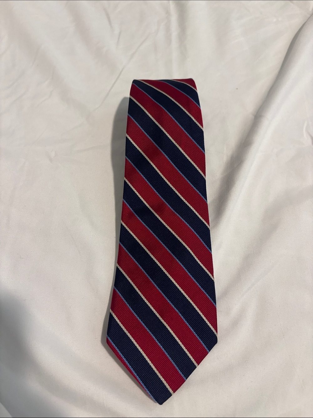 Brooks Brothers.Men's Red and Navy Striped Silk Tie